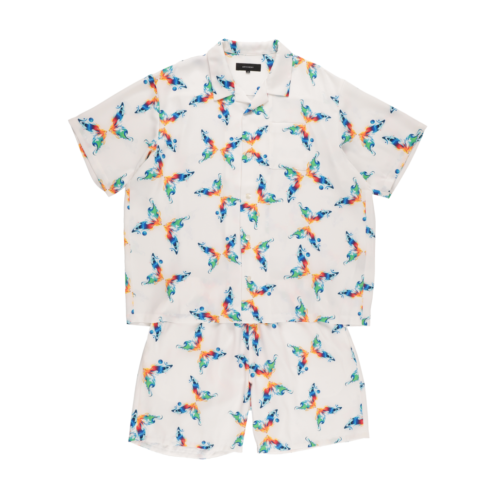 ARTCHENY / Butterfly All Over Short Sleeve Shirts White