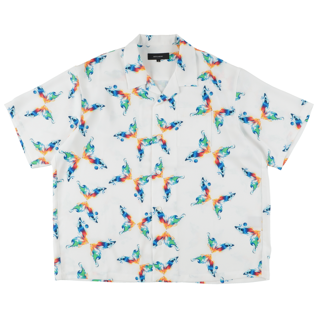 ARTCHENY / Butterfly All Over Short Sleeve Shirts White