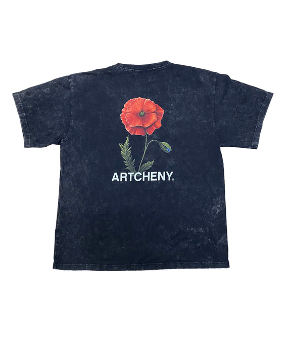 ARTCHENY / "POPPY" Dye T-Shirts  ART By Sore Aota - Black