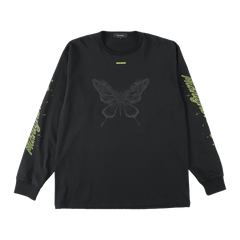 ARTCHENY / Butterfly Long Sleeve Tee Art by Sora Aota/K2 - Black x Yellow