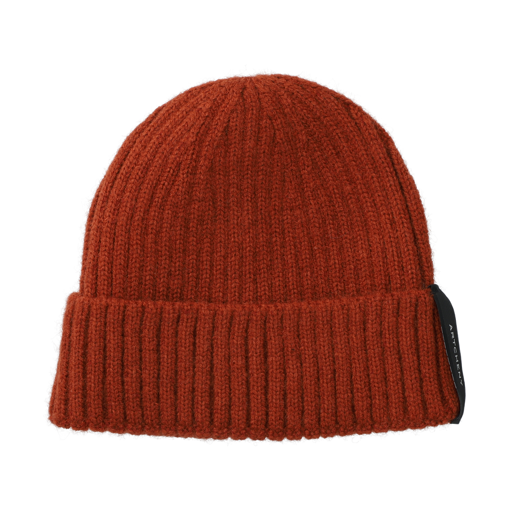 ARTCHENY / Cashmere Acrylic Ribbed Knit Beanie Rust