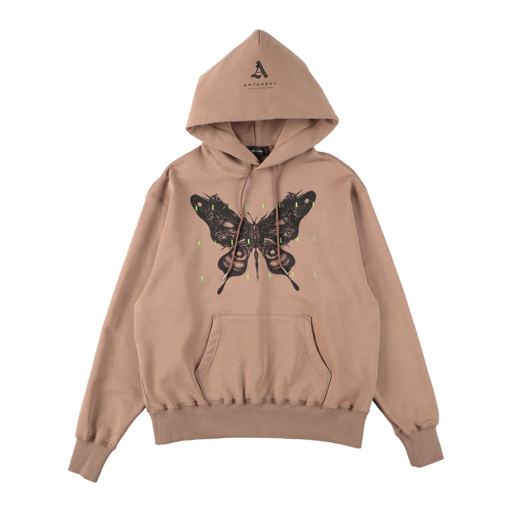 ARTCHENY / Pull Over Hoodie Butterfly Mocha